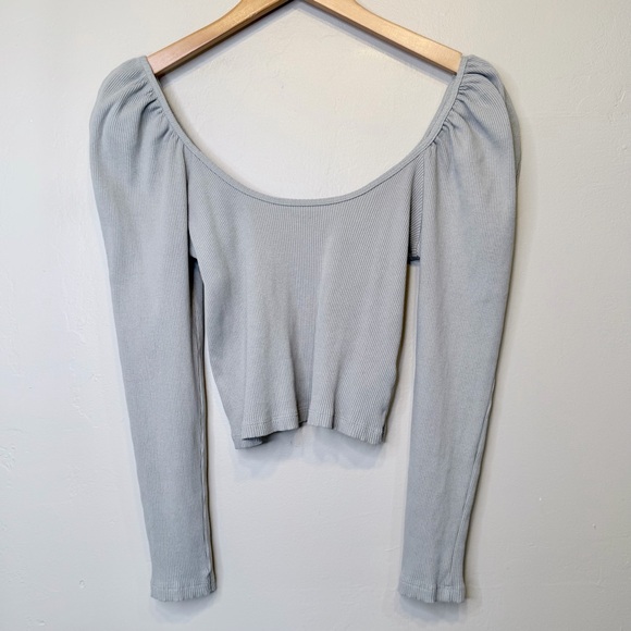 ZARA | Ribbed Puff Long Sleeve Shirt Crop Top - Picture 4 of 14